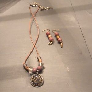 Two piece necklace and earrings